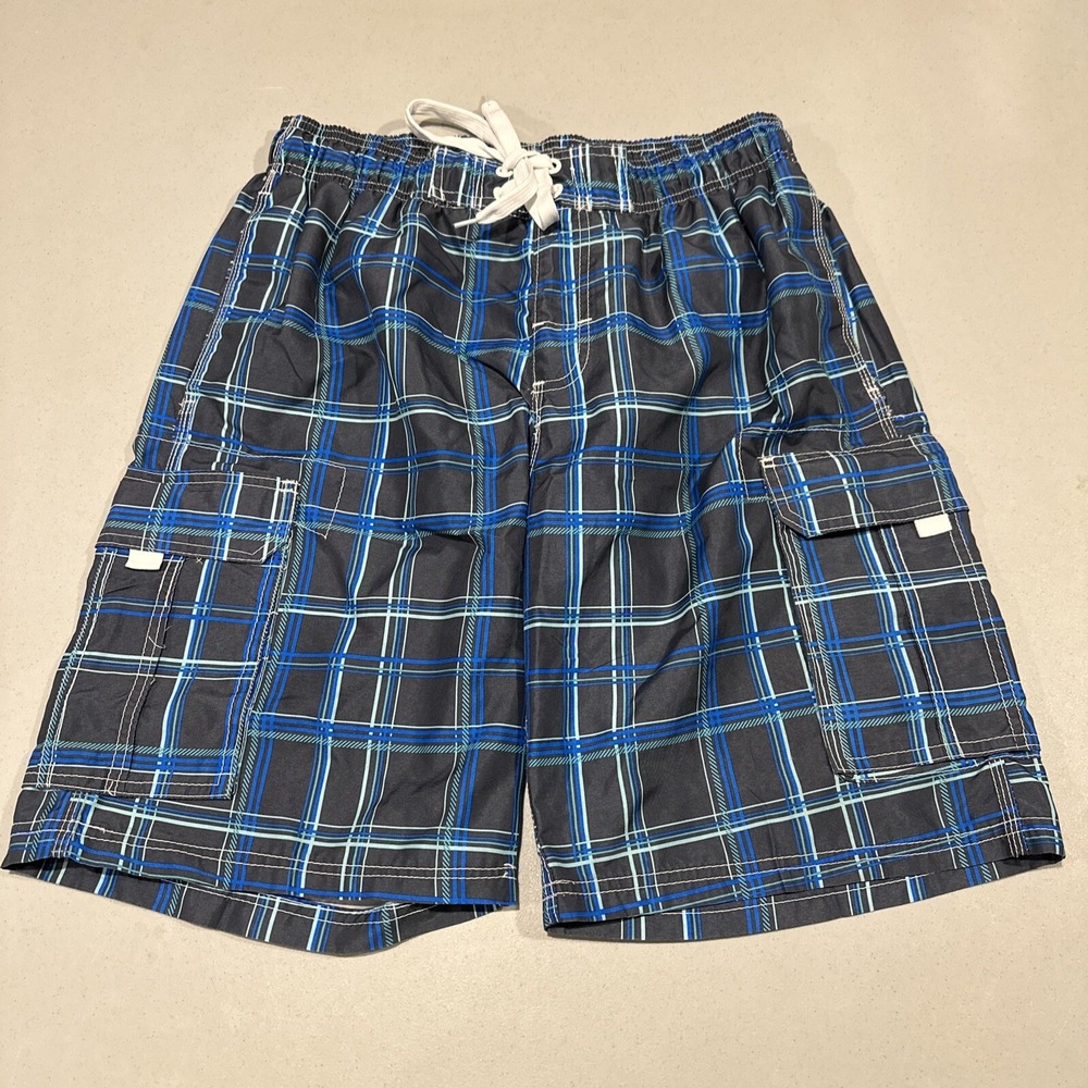KANU SURF Men's (Size L) Mesh Lined Swim Trunks Plaid Multicolor Board‎ Shorts